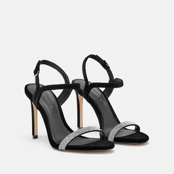 Zara Shoes - Zara Rhinestone Encrusted Velvet Sandals